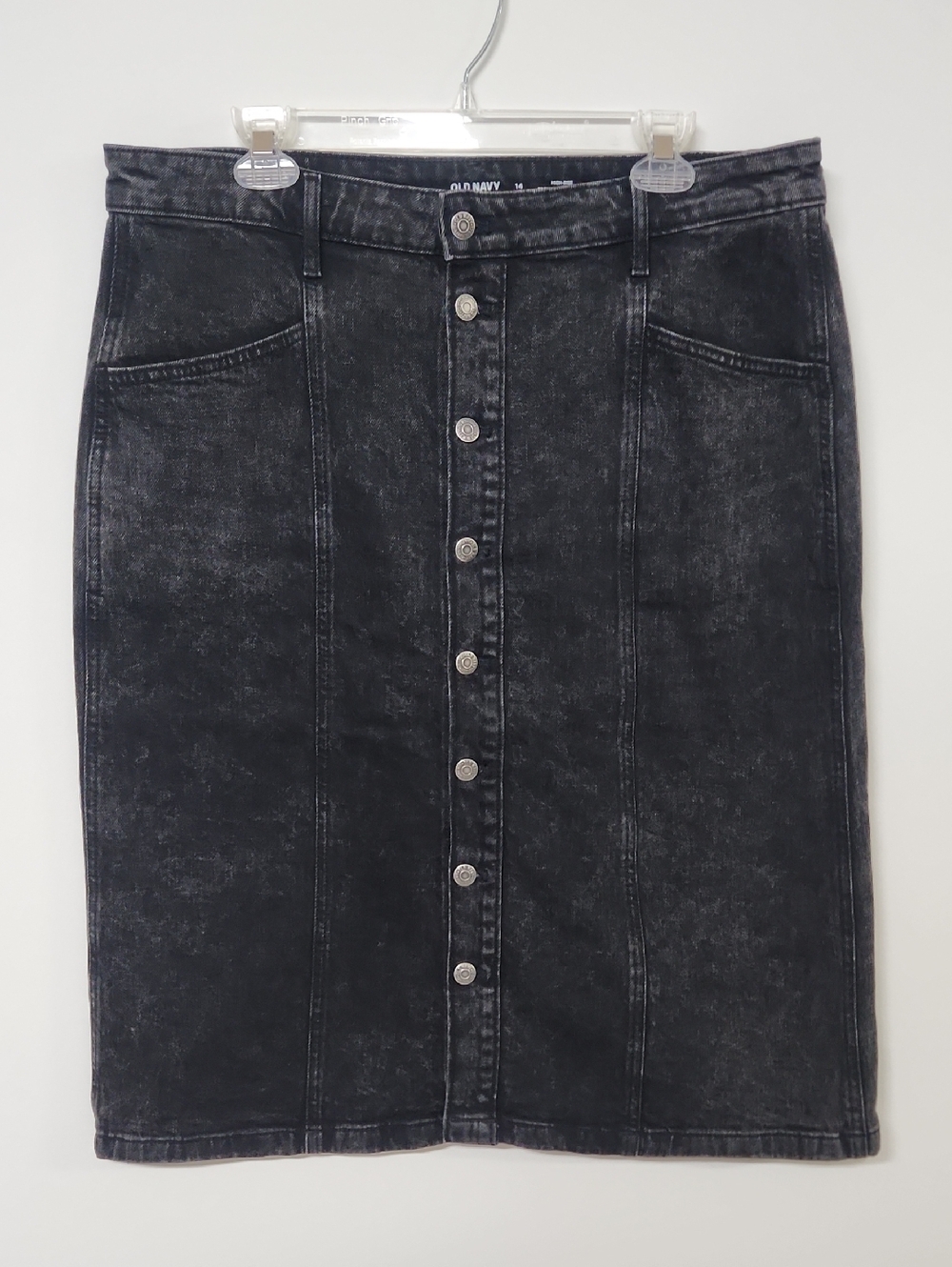 Old Navy Washed Black Button Skirt